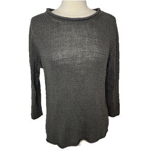 EILEEN FISHER Knit Sweater Tunic 1X Boat Neck Roll Hem Long Sleeve Pullover XL